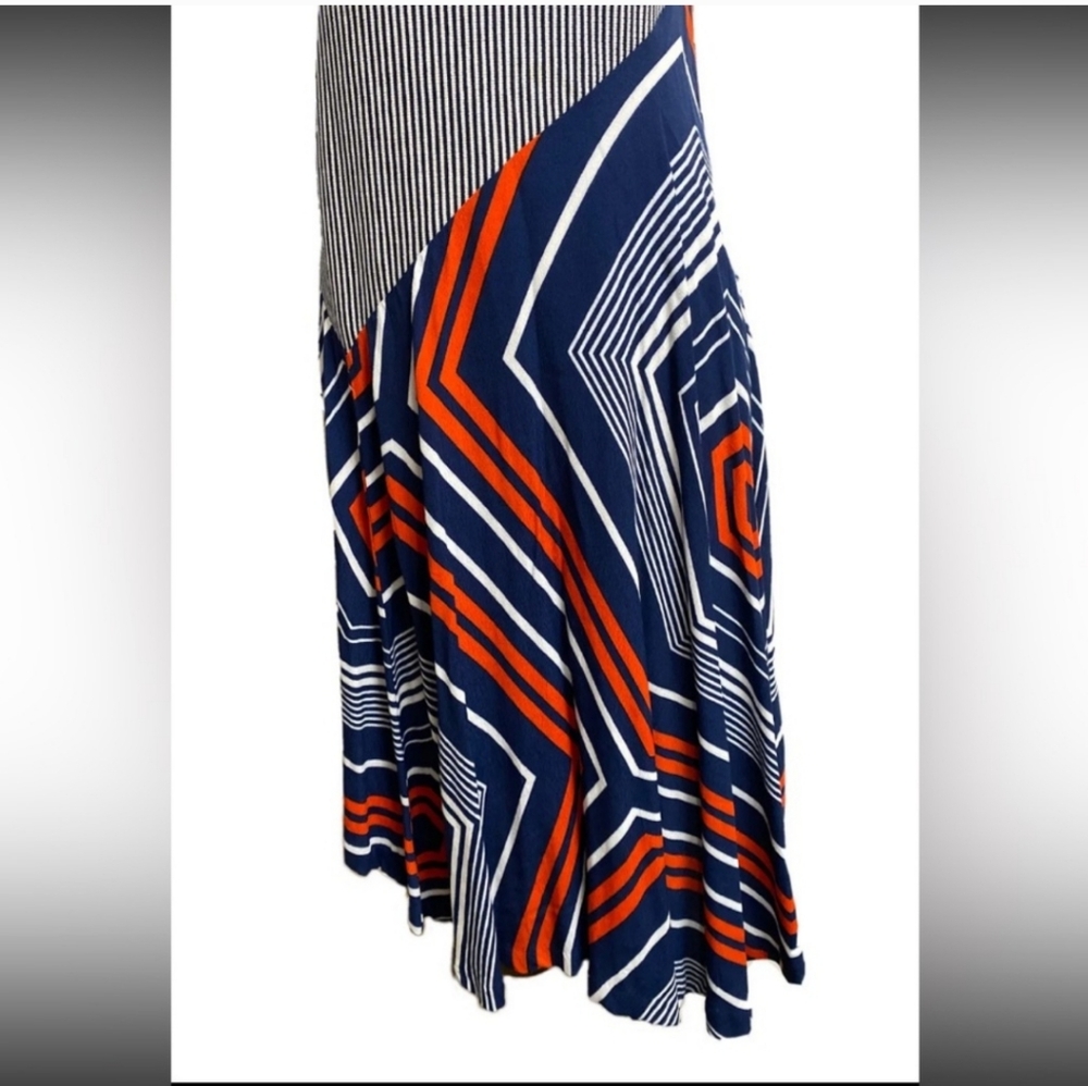 Anthropologie Maeve Cameron Blue/ White/ Orange Asymetrical Dress. Size XL. - Picture 9 of 16